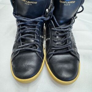 Saint Laurent Men's Black and Tan High-Top Sneakers